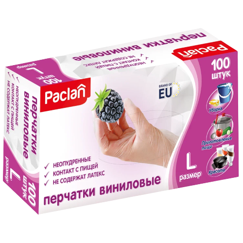 перчатки винил. неопудр.PAKLAN L