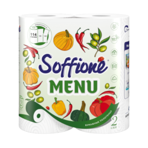 полотенца бумажные 2-х слойные SOFFIONE MENU белые  (10упх2шт)