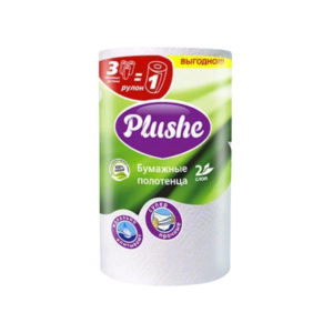 полотенца бумажные Plushe 2-ух слойные белые 33м (18шт)