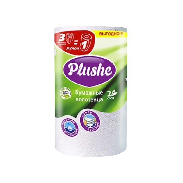 полотенца бумажные Plushe 2-ух слойные белые 33м (18шт)
