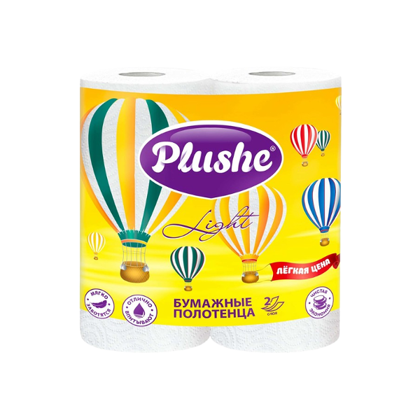 полотенца бумажные Plushe LIGHT   2-ух слойные,10м