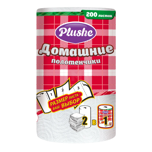 полотенца бумажные Plushe MIDI 2-ух слойные,25м (18шт/уп)