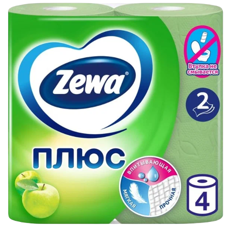 Туалетная бум. ZEWA Яблоко 2-х слойная 8 рулонов (12уп)