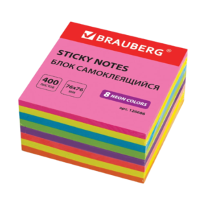 Блок самокл. 400л BRAUBERG 76х76мм 8 цветов неоновый Арт.126686 Блок самокл. 400л BRAUBERG 76х76мм 8 цветов неоновый Арт.126686