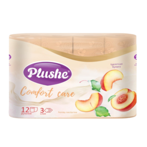 Туал.бумага PLUSHE Delux Comfort Care 3-ех 16м (12рул) Персик (12уп)