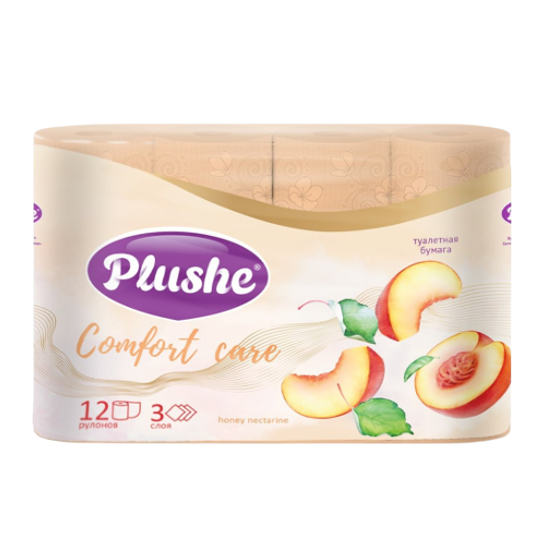 Туал.бумага PLUSHE Delux Comfort Care 3-ех 16м (12рул) Персик (12уп)