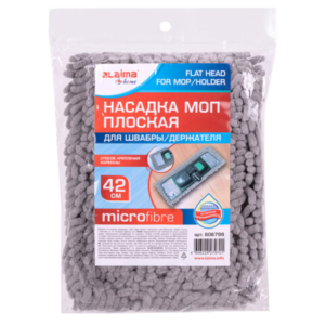 Насадка МОП плоская для швабры/держателя 42 см, карманы, ворсистая микрофибра, LAIMA HOME Арт.606799