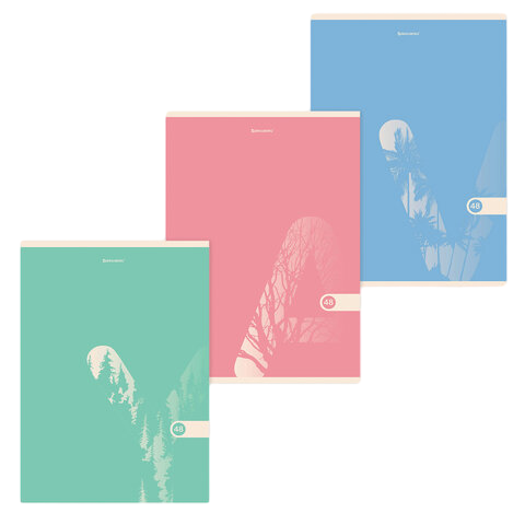 Тетрадь А4, 48 л., BRAUBERG, скоба, клетка, обложка картон, "PASTEL", 404041