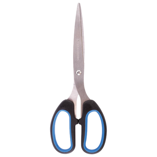 Ножницы BRAUBERG "Classic+", 205 мм, черно-синие, классической формы, резиновые вставки  Арт.236449
