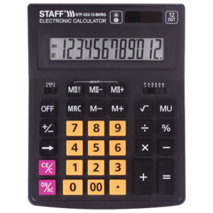 Калькулятор настольный STAFF PLUS STF-333-BKRG (200х154мм) 12р черно-оранж.Арт.250460