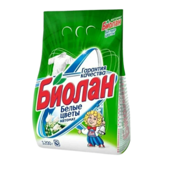 Стиральный порошое Биолан 1,2кг для белого Белые цветы (7шт/уп)