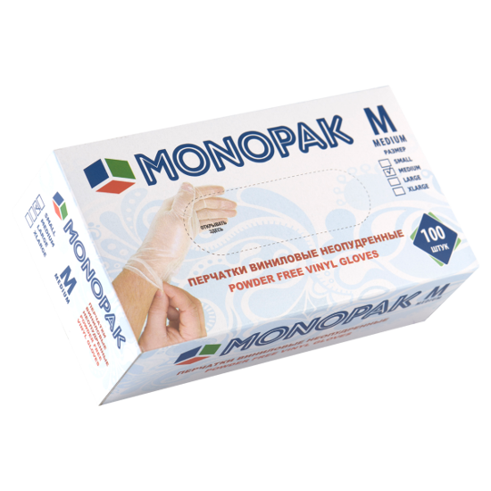 перчатки винил. неопудр.Monopak M