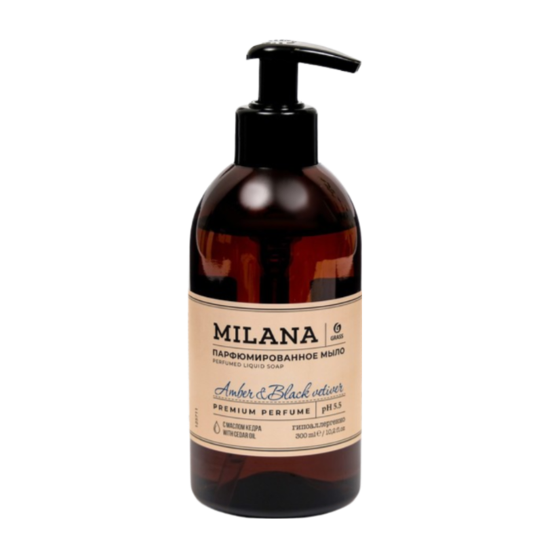 GRASS Жидкое парфюмированное мыло Milana "Amber&Black Vetiver" (300мл) Жидкое парфюмированное мыло M