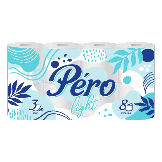 Туалетная бумага PERO Light 3-х сл. 14м (8рул) (12уп)