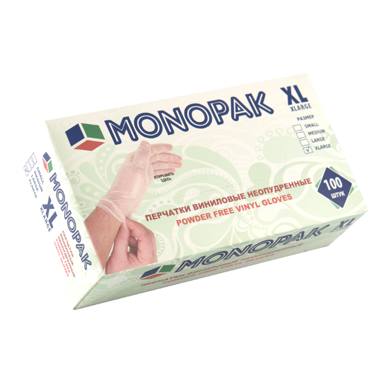 перчатки винил. неопудр.Monopak XL