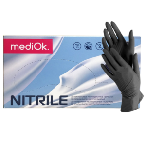 перчатки нитрил.неопуд.черные Mediok XS (100шт)