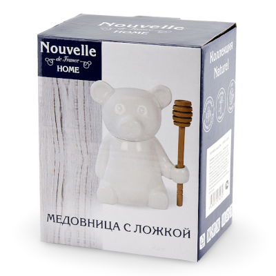 Медовница с ложкой 13х9х15см 250мл "Naturel"  Арт.2632020