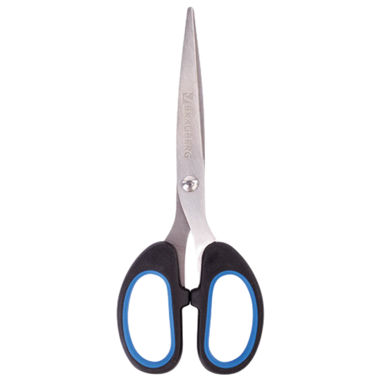 Ножницы BRAUBERG "Classic+", 160 мм, черно-синие, классической формы, резиновые вставки, 236447