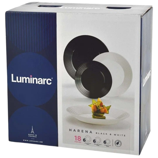 Столовый набор 18пр АРЕНА БЛЭК ЭНД УАЙТ Luminarc Арт.N1518