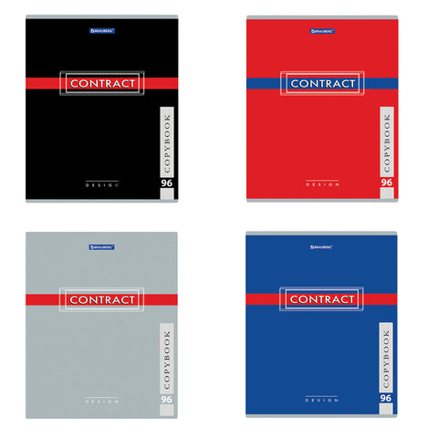 Тетрадь А5, 96 л., BRAUBERG, скоба, клетка, обложка картон, "CONTRACT", 400523