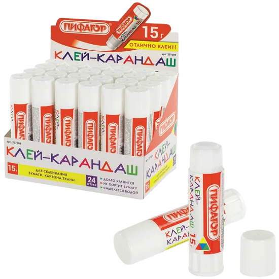 Клей-карандаш ПИФАГОР, 15 г, Арт.227609