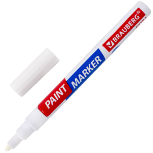 Маркер-краска лаковый EXTRA (paint marker) 2 мм, БЕЛЫЙ, УСИЛЕННАЯ НИТРО-ОСНОВА, BRAUBERG, 151967