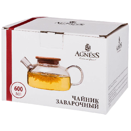 Чайник завар. 600 МЛ. с бамб.крышкой  AGNESS Арт.250-119