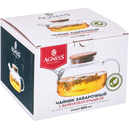 Чайник завар. 800 МЛ. с бамб.крышкой  AGNESS Арт.250-118