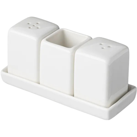 Набор д/специй 3 предм. на подставке «Кунстверк» фарфор ,H=60,L=130,B=55мм белый